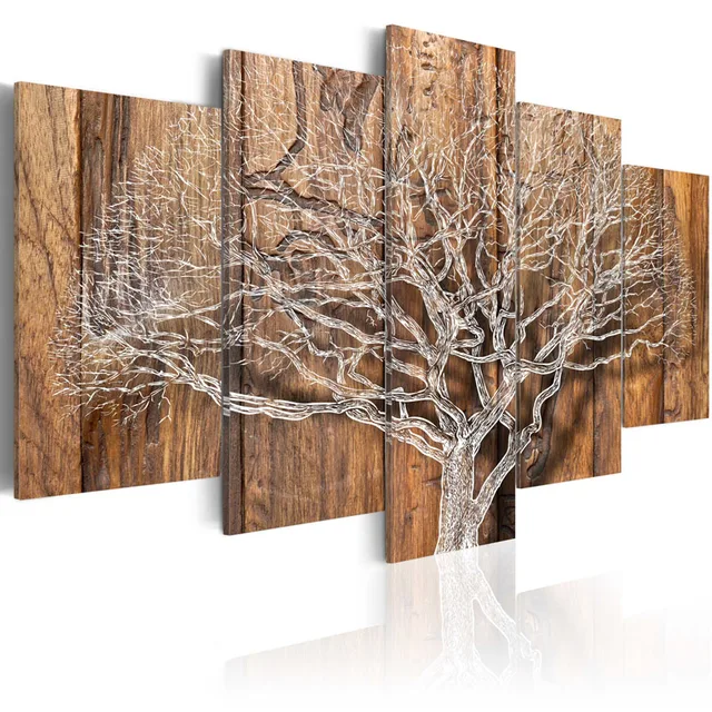 5 pieces hd canvas painting wall art wood background branches