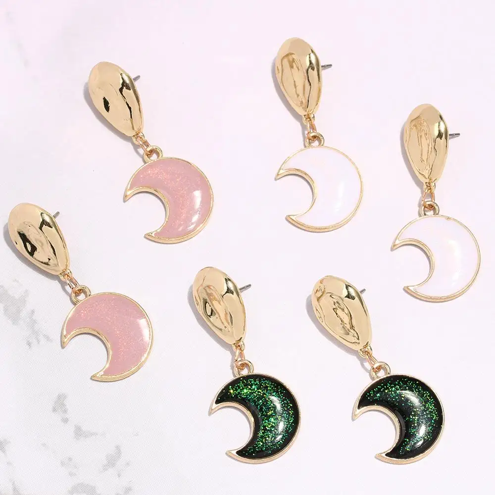 

Artilady Cute Moon Drop Earrings Gold Color Fluorescence Dangle Earrings for Women Summer Beach Jewelry Gift Drop Shipping