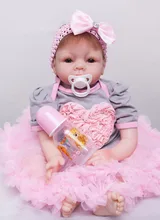 55cm Silicone Reborn Baby Doll font b Toy b font Cloth Body Babies Doll Lifelike Birthday