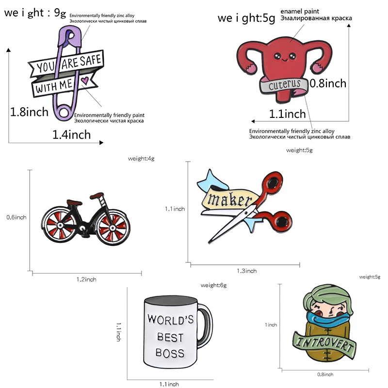 Брошь, эмалированный штифт Фиолетовый Зажим для бумаги ножницы велосипед босс кружка матка интровертированная девушка нагрудная булавка Кнопка значок мультфильм ювелирные изделия