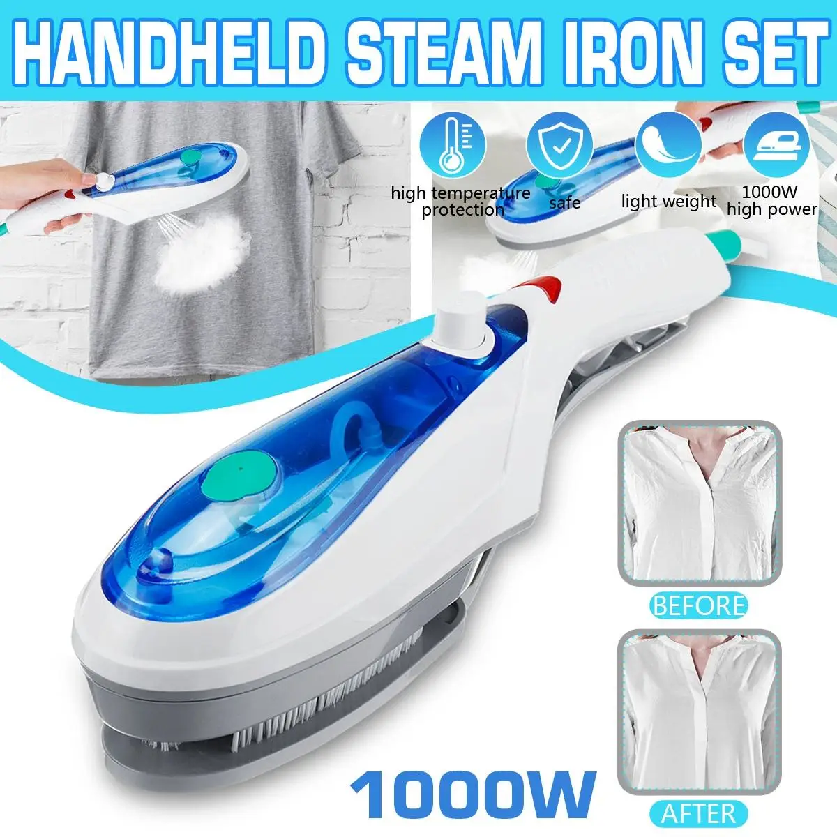 

1000W Handheld Garment Steamer Brush Portable Steam Iron For Clothes Generator Ironing Steamer EU/US/AU plug 110V-240V