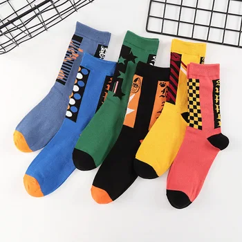 

New Geometric Striped Polka Dot Star Jacquard Spelling Color Women Casual Cotton Sock Funny Harajuku Street Hip Hop Socks Autumn