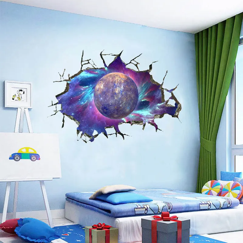 

1pcs Sun Jupiter Saturn Neptune Uranus Earth Venus Mars Mercury Glowing Planets Wall Stickers Solar System Decals for kids Room