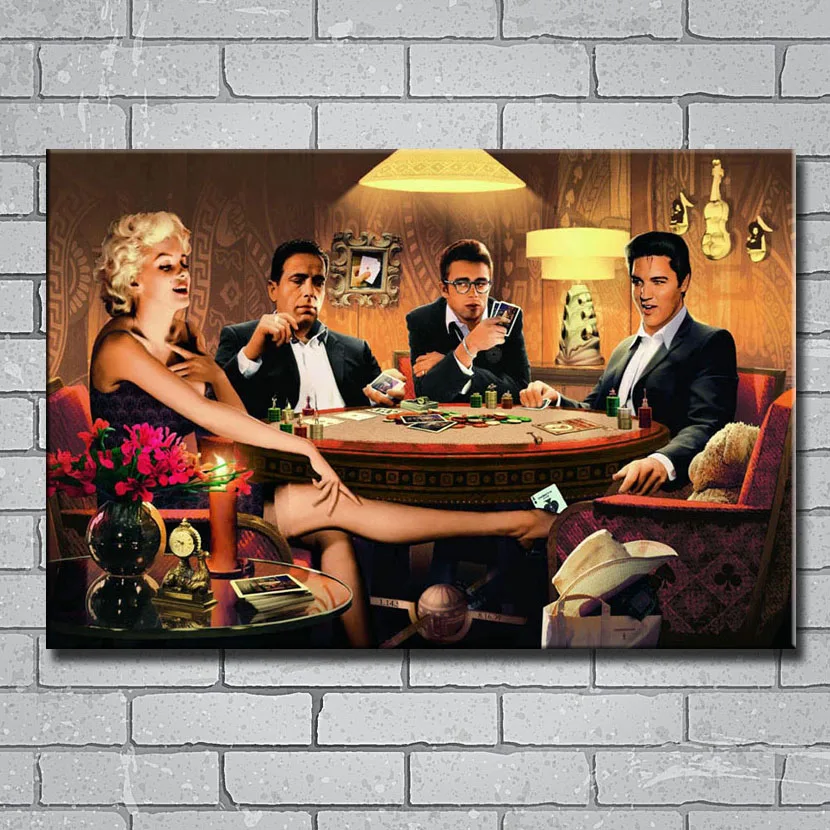 Marilyn Monroe James Dean Elvis Presley Humphrey Bogart Playing Card Silk Poster