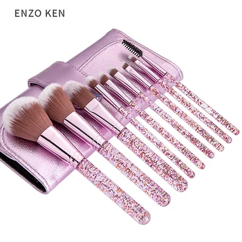 

Makeup Brushes with Cosmetic Case ENZO KEN 9 Pcs Synthetic Foundation Powder Concealers Eye Shadows Makeup Brush Sets