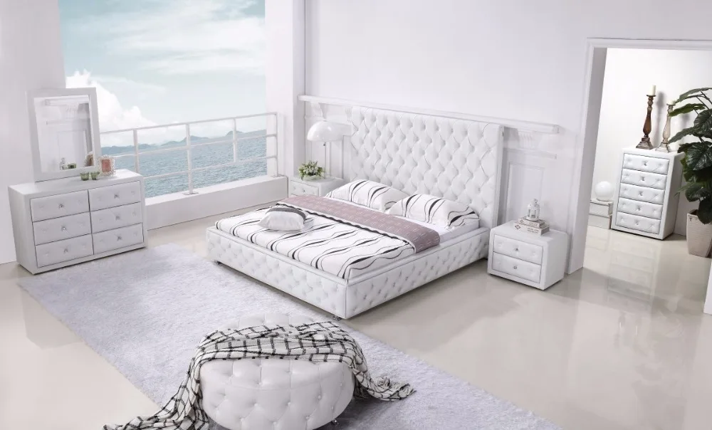 

2018 Soft Bed Selling Special Offer King Size Modern Genuine Leather Bedroom Furniture Minion Beds room set