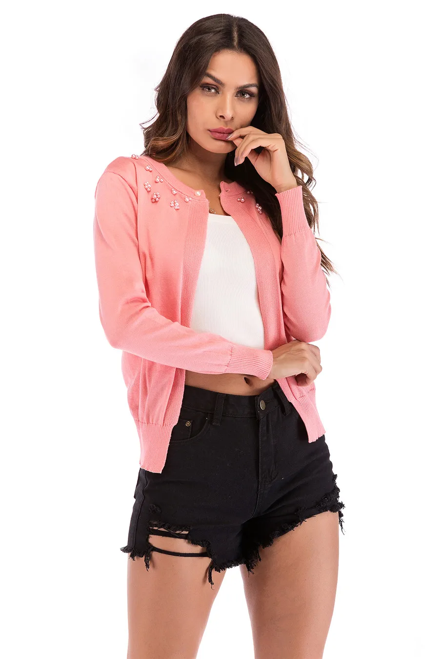 Gladiolus New Autumn Winter Sweater Women 2018 Long Sleeve Beading Single Button Casual Knitted Cardigan Women Sweater Jumpers (26)