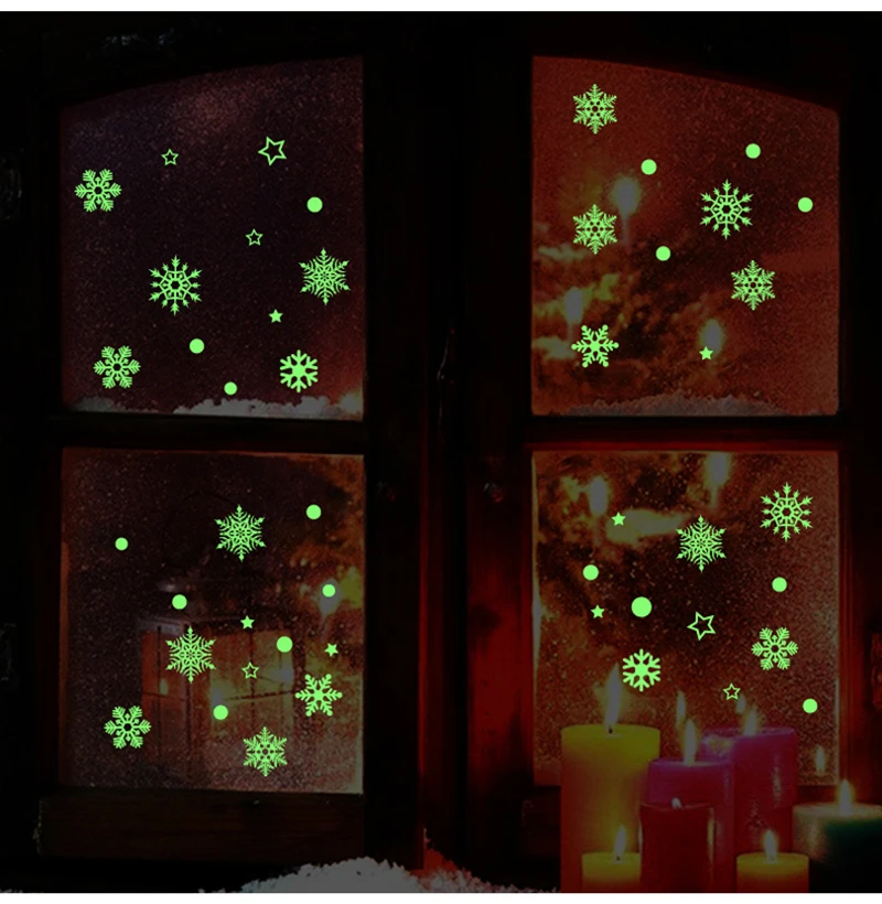 2019 New Year Merry Christmas Decorations for Home Luminous Snowflake Background Decorative Sticker Removable Navidad Natal (4)
