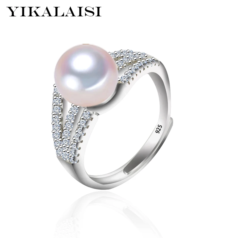 

YIKALAISI 925 Sterling Silver Jewelry For Office Women Natural Freshwater Pearl Jewelry 8-9mm Pearl Rings