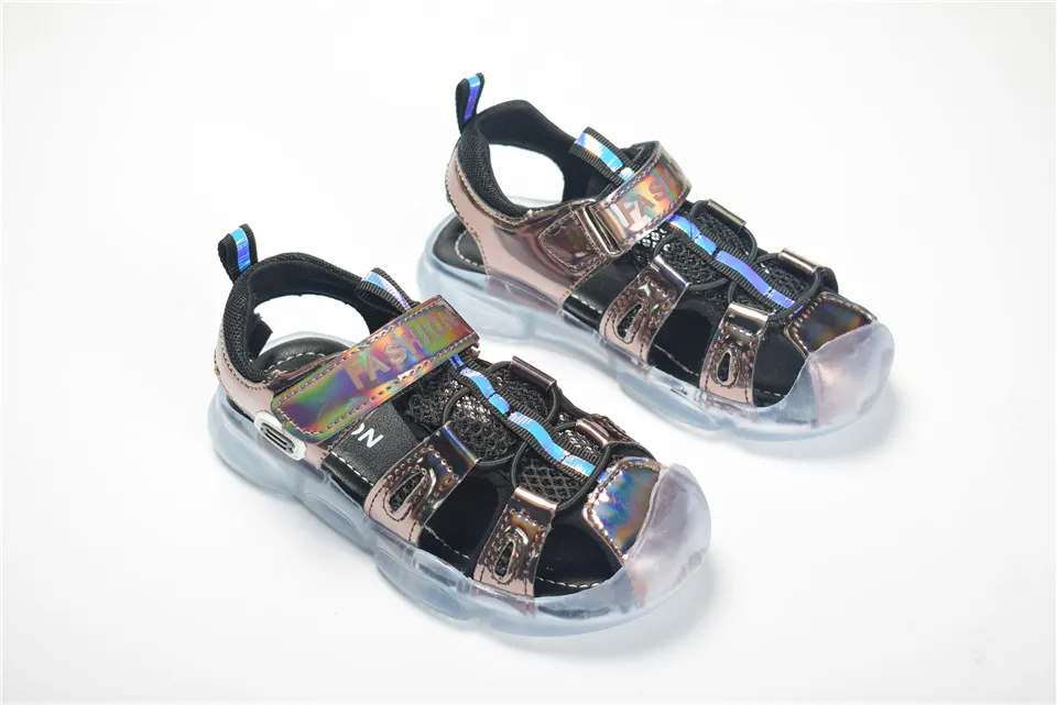 Г. летняя детская обувь удобные мягкие детские сандалии для мальчиков и девочек, Пляжная нескользящая обувь прозрачные детские блестящие сандалии