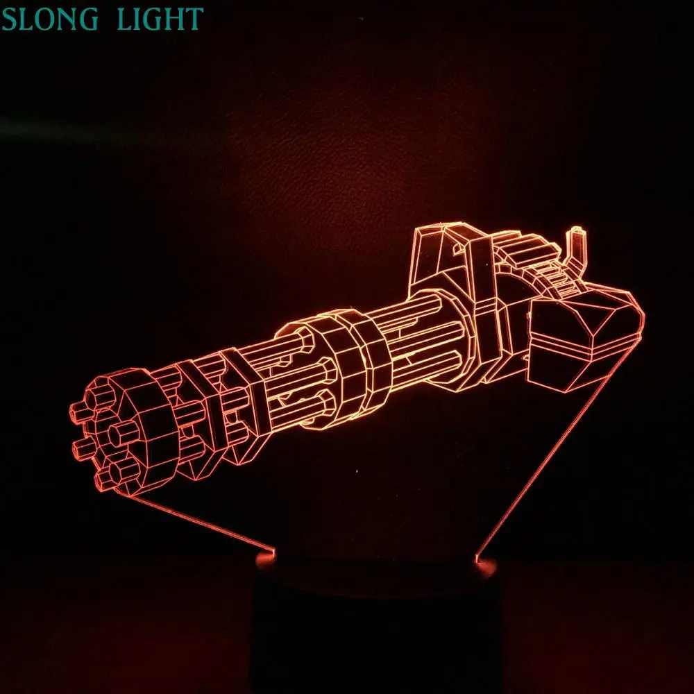 

Gatling Gun Night Light Led Decoration RGB Decor RGB 3D Illusion Touch Sensor Children Kids Gift Machine Gun Table Lamp Bedroom