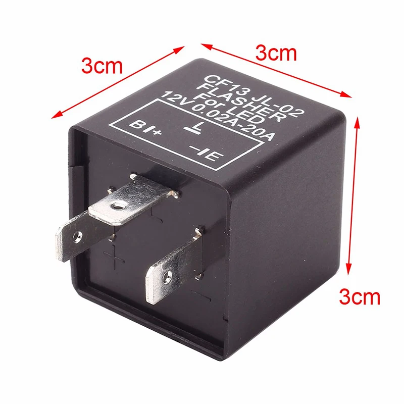 3 Pins Motorcycle LED Flash Relay Adjustable Frequency Square Flashing LED Flasher Relay Motorcycle Flash Relay Turn Signals 12V