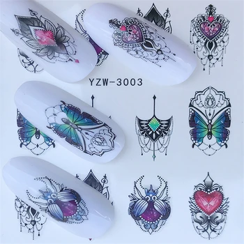 

YZWLE 1 PC Gorgeous Necklace Black Red Blue Sticker Nail Art Tattoos Water Nails Designs for Nail Sticker