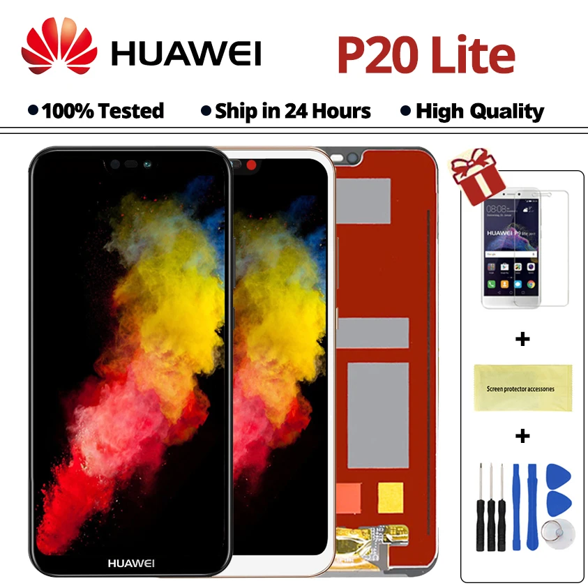

100% Test Black/White 5.84'' LCD for Huawei P20 Lite Display Touch Screen Digitizer Assembly for Nova 3E Replacement Parts