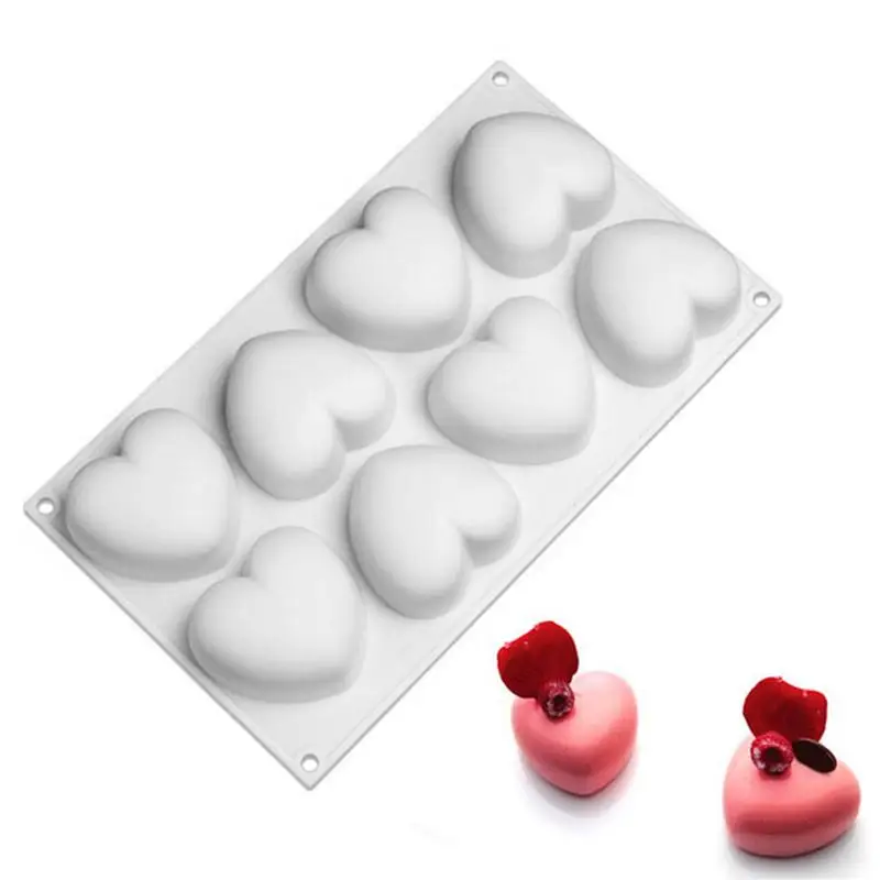 White Silikone форма для муссовый торт сердце свадьба 3D силиконовые формы для пирога декоративные инструменты для выпечки десертные формы нетоксичные прочные - Цвет: White