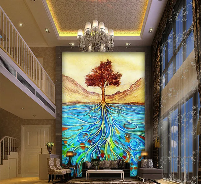 

Painting Life Tree Photo Mural Wallpapers for Living Room HallwayWall Art Decor Murals Wall Paper Rolls 3d Wallpaper Abstract