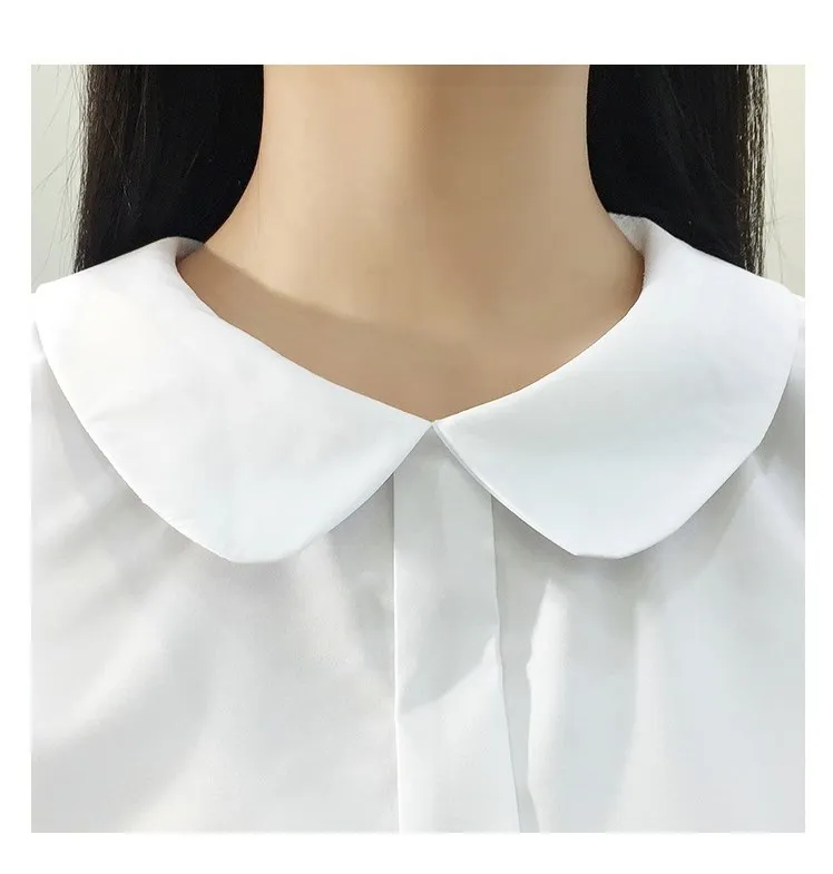 Mori Girls Autumn Long Sleeve Peter Pan Collar White Chiffon Blouse Casual Office Lady Shirt Solid Japanese School Uniform Blouses