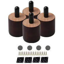 4 шт. 38 мм высота 35 мм Диаметр круглые коричневые деревянные ножки для мебели для дома M8x20mm резьбовые ножки для шкафа, стола, стула, дивана
