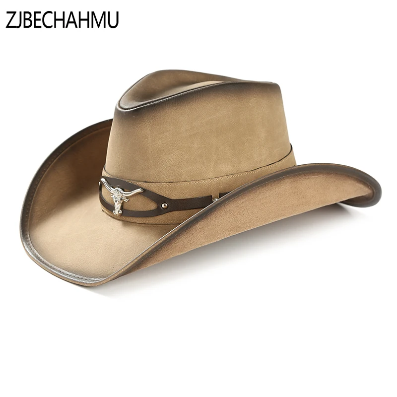 

Casual Vingate Solid Leather Animal Fedoras Hats For Men elegant European and American style Fedoras New Apparel Accessories