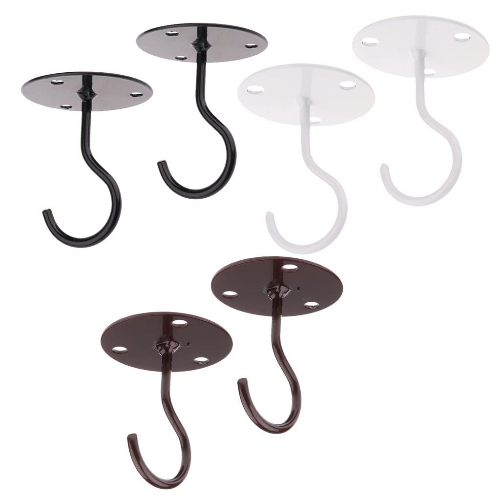 2Pcs Ceiling Hook Hanger Plate 65mm Diameter with Matching Screw White/Black/Red Bronze