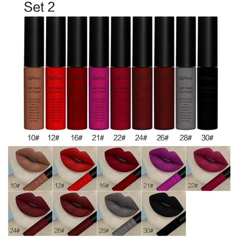 

Sexy Lipkits Matte Lip Gloss Sets 9pcs Long Lasting Waterproof Lip Tint Liquid Lipstick Matte Lipgloss Makeup