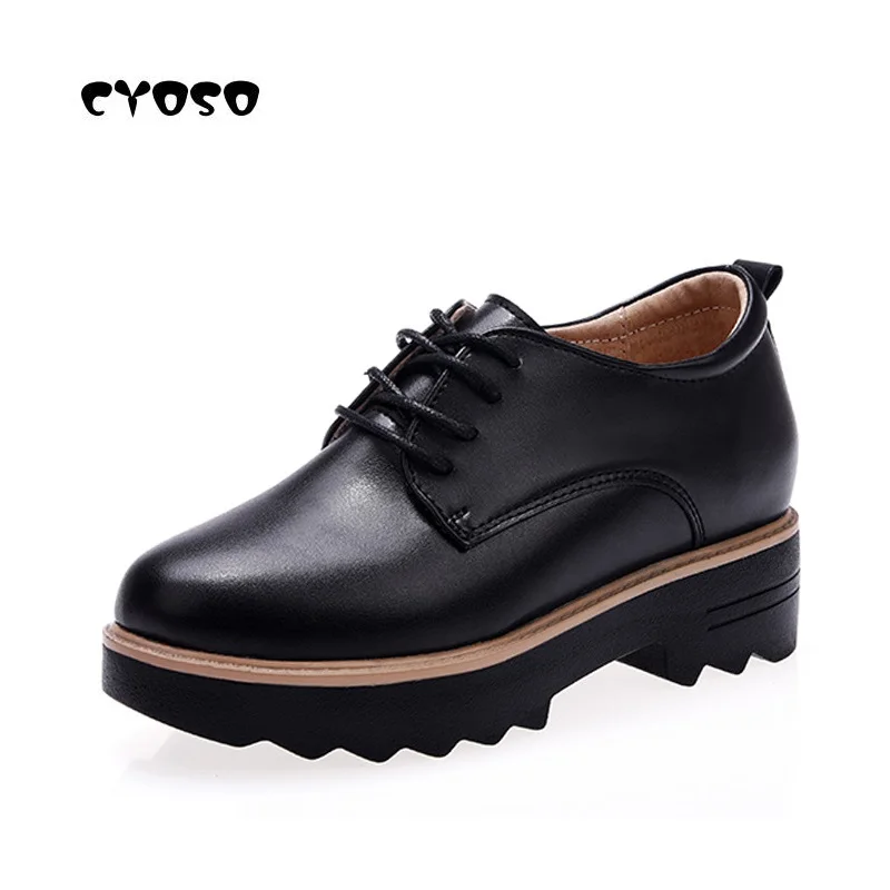

CYOSO Spring Women Ankle Boots Slip on Platform Lace-up Heightening Shoes Female Shoes Fashion Flats Non-Slip Casual Footwear