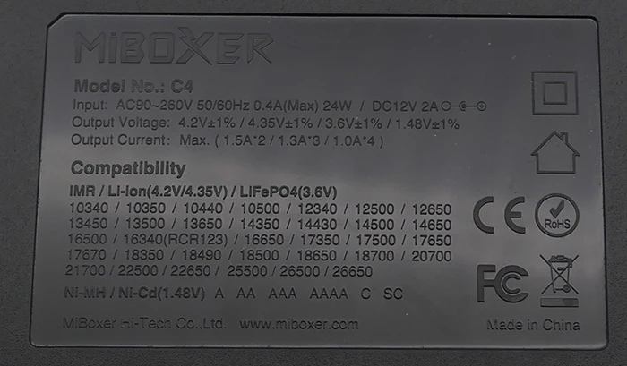 Miboxer C4 ЖК-дисплей смарт-зарядное устройство для литий-ионных IMR ICR LiFePO4 18650 14500 26650 21700 AAA батареи 100-800mAh 1.5A