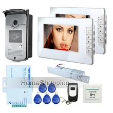 ENVÍO GRATIS Piso 7 “LCD de Color de Vídeo teléfono de Puerta de Intercomunicación 2 Pantallas Kit + Cámara + Drop Pestillo de la Cerradura RFID Puerta de Acceso En la Acción