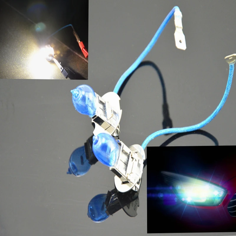 2x H3 6000K 12V 100W Super White Headlight Xenon Halogen Globes Car