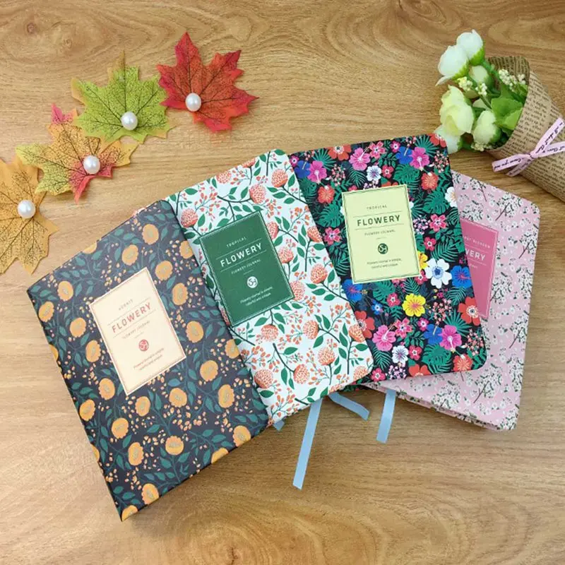 

New Arrival Cute PU Leather Floral Flower Schedule Book Diary Weekly Planner Notebook School Office Supplies Kawaii Stationery
