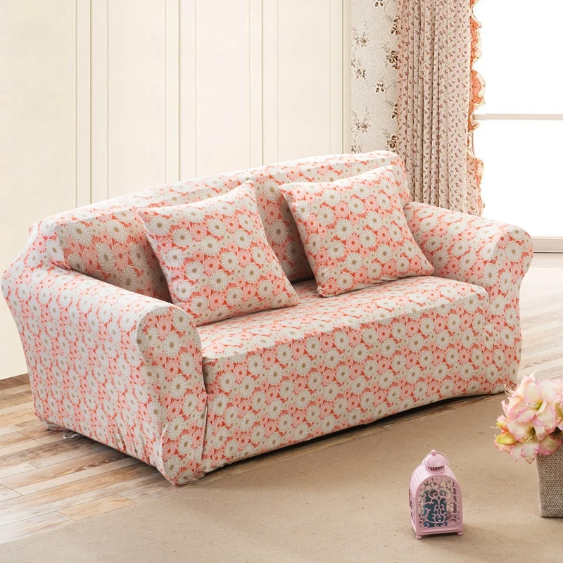 Buy SunnyRain Orange Florals Elastic Sofa Cover Polyester Sofa Slipcover For