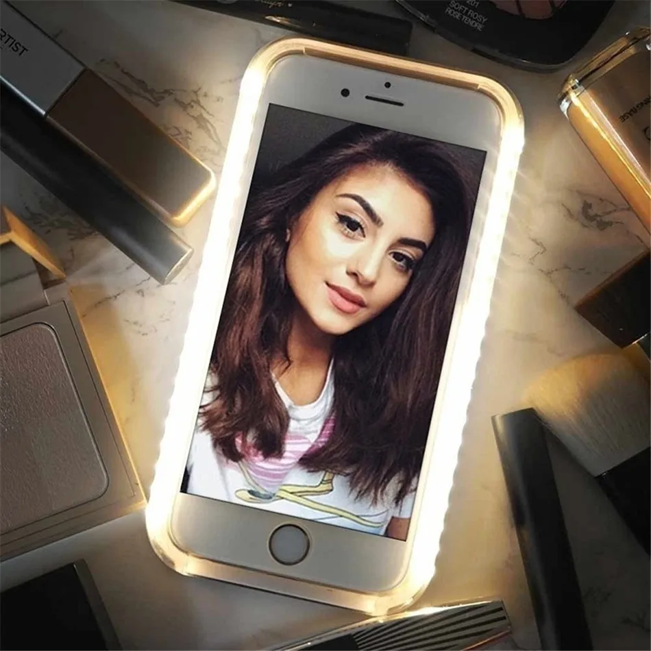 Роскошный светящийся чехол для телефона samsung S6 S7 Edge Perfect Selfie сверкающие с подсветкой чехол для samsung S8 S9 Plus чехол для телефона