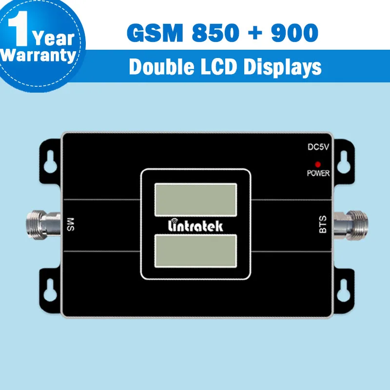 Price New Lintratek Two LCD Displays!! GSM 65dB Cell Phone Amplifier 850mhz 900mhz Dual Band Cellular Signal Repeater Booster Brazil44