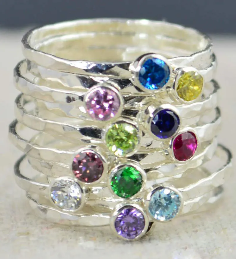 

Dainty Stacking Mothers Ring Mother's Ring Silver Mothers Ring, Stacking Ring Mothers Rings Grandmothers Ring Sterling Silver