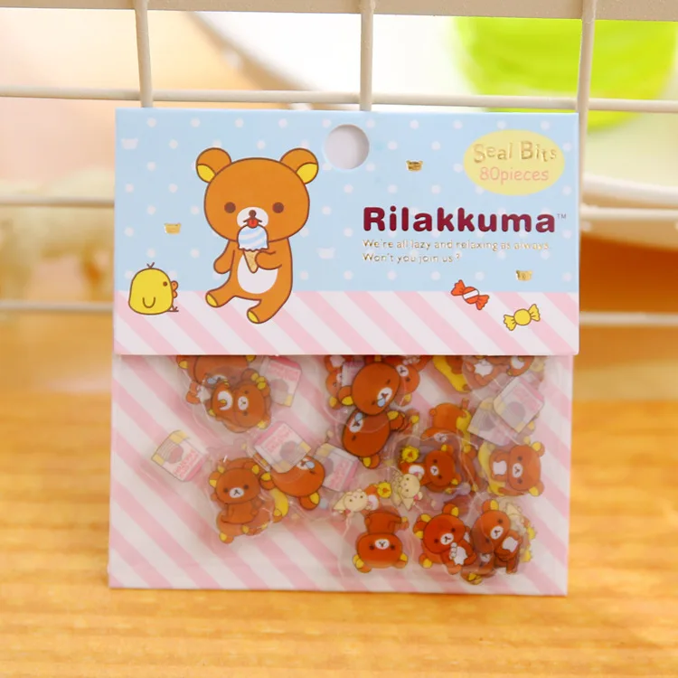 80 шт/1 лот kawaii наклейки для скрапбукинга Rilakkuma дневник планировщик наклейки декоративные этикетки печать Скрапбукинг альбомы фототаг