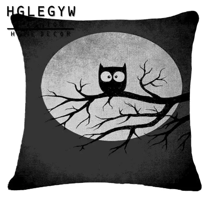 HGLEGYW 18'' Owl Pillow Case Throw Pillowcase Cotton Linen Printed Pillow Covers For Office Home