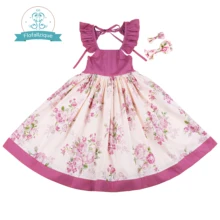 Flofallzique/хлопковая милая детская одежда в винтажном стиле с цветочным принтом и бантом; вечерние повседневные милые платья для девочек на свадьбу; От 1 до 10 лет