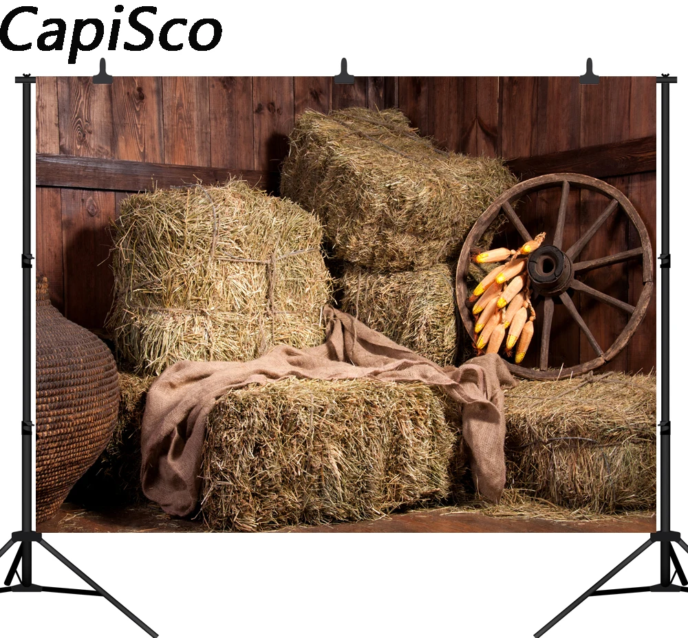 

Capisco Farm Barn Haystacks corn Interior Scene Baby Photography Backgrounds Customized Photographic Backdrops For Photo Studio