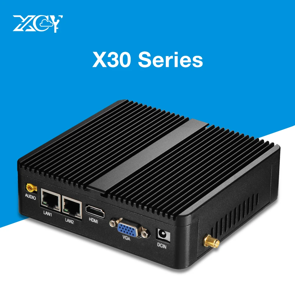 XCY безвентиляторный мини-пк Windows двойной LAN гигабит Ethernet J1900 J1800 Dual COM RS232 USB3.0 Вай-Фай HDMI VGA Мини компьютер