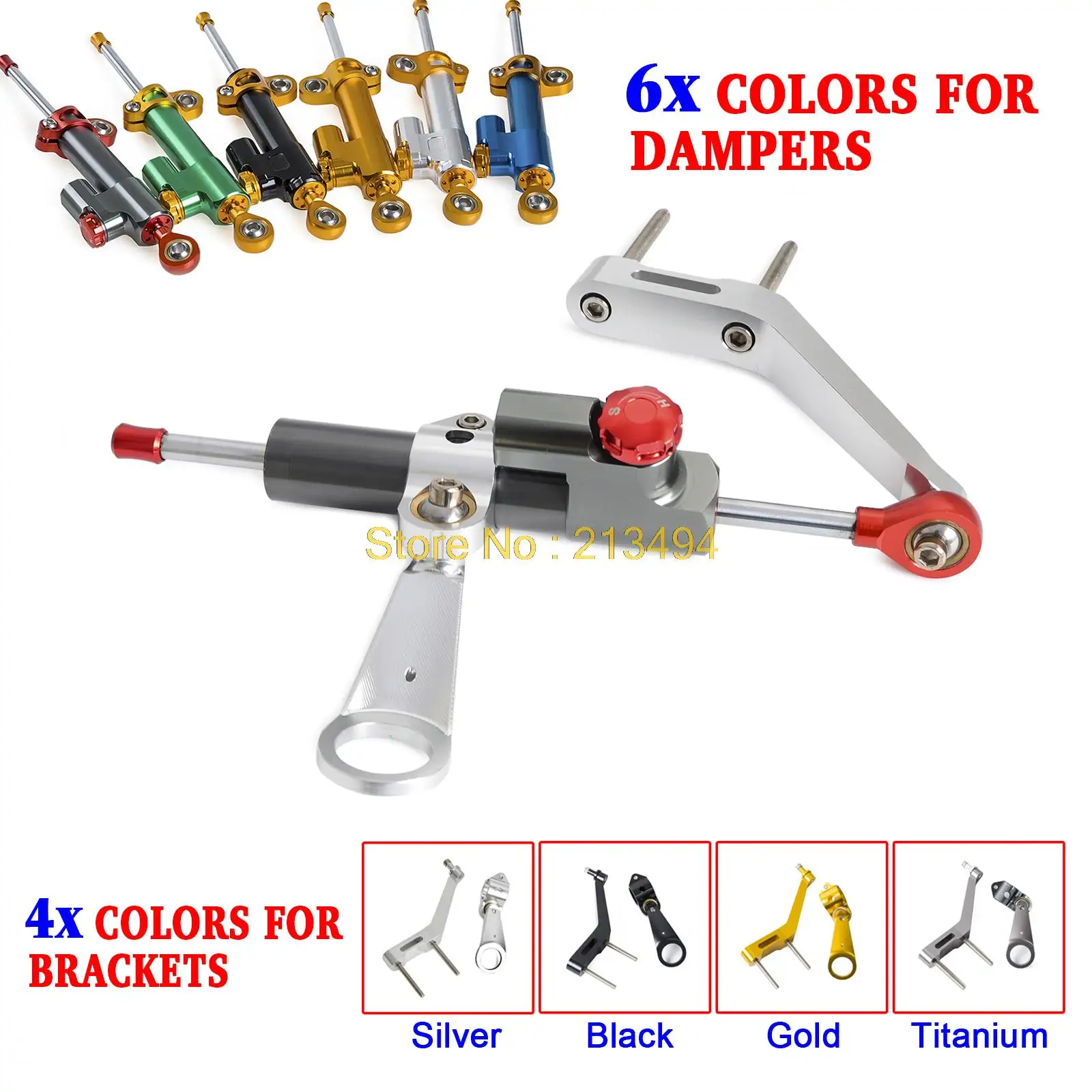 

New Sliver CNC Steering Damper Stabilizer & Bracket Kit For Honda CBR954RR 2002 2003 Motorcycle