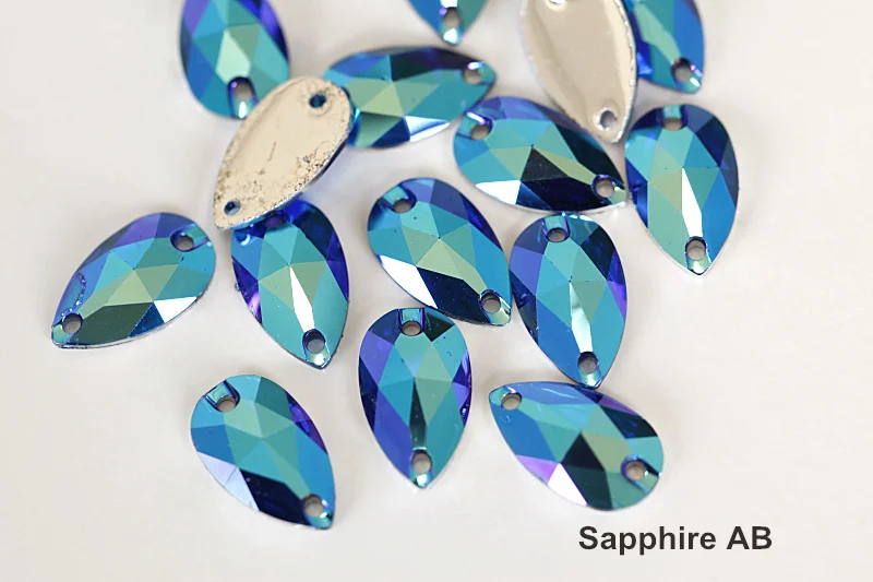 Resin droplet sapphire AB flatback sew on rhinestones (5)