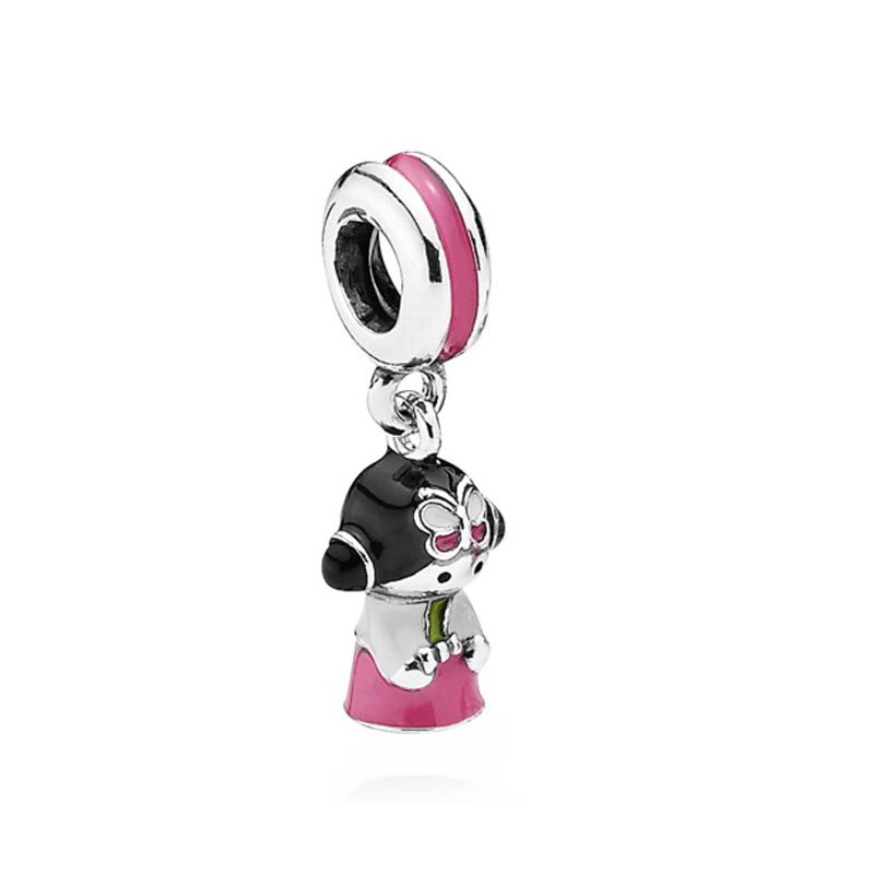 

ROCKART 925 Sterling Silver Korean Doll Mixed Enamels Dangle Charm Bead Fits European Bracelet DIY Jewelry Wholesale