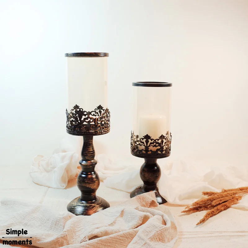 

Simple moments Black Vintage Style Candle Holder Home Decoration Candlestick Wedding Decorations Candle Lantern