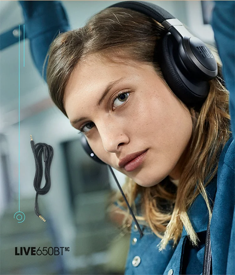 JBL LIVE 650BTNC наушники с автоматическим шумоподавлением AI Smart Voice Беспроводная bluetooth-гарнитура Проводные Игровые наушники для сотового телефона