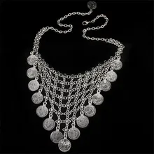 QCOOLJLY Новинка 1 шт. серебряный цвет уникальный довольно прекрасный древний дизайн монет леди женщина цепи ожерелье для женщин подарок