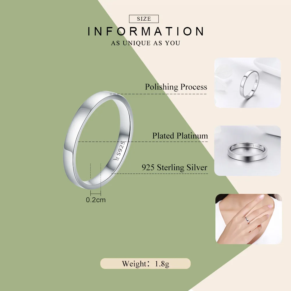 BISAER, настоящее 925 пробы Серебряное простое минималистичное обручальное кольцо на палец для женщин, обручальное кольцо, кольцо из стерлингового серебра GXR343