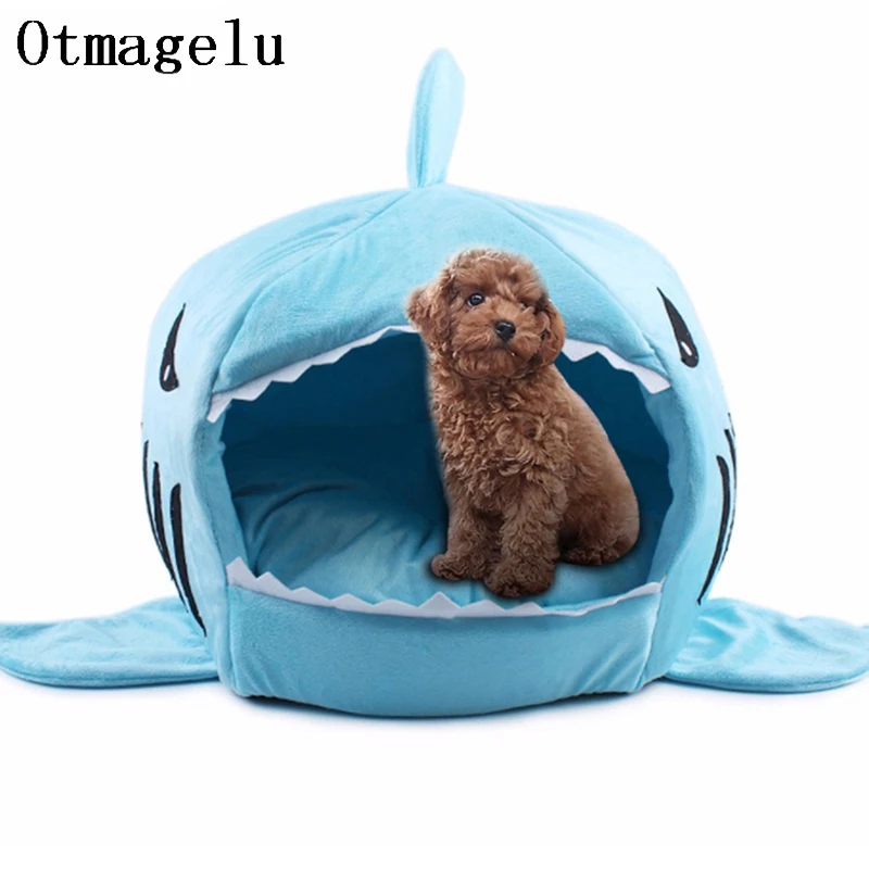prativerdi Soft Dog House For Large Dog Warm Shark Dog House Tent High Quality Cotton Small Dog Cat Bed Puppy mat Pet hondenmand1