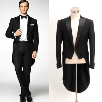 

2017 Custom Made Peak Laple Italian Tailcoat Mens Suits With Pants (Jacket+Pants) Tuxedos For Men Prom Wedding Tuxedo Groom Suit