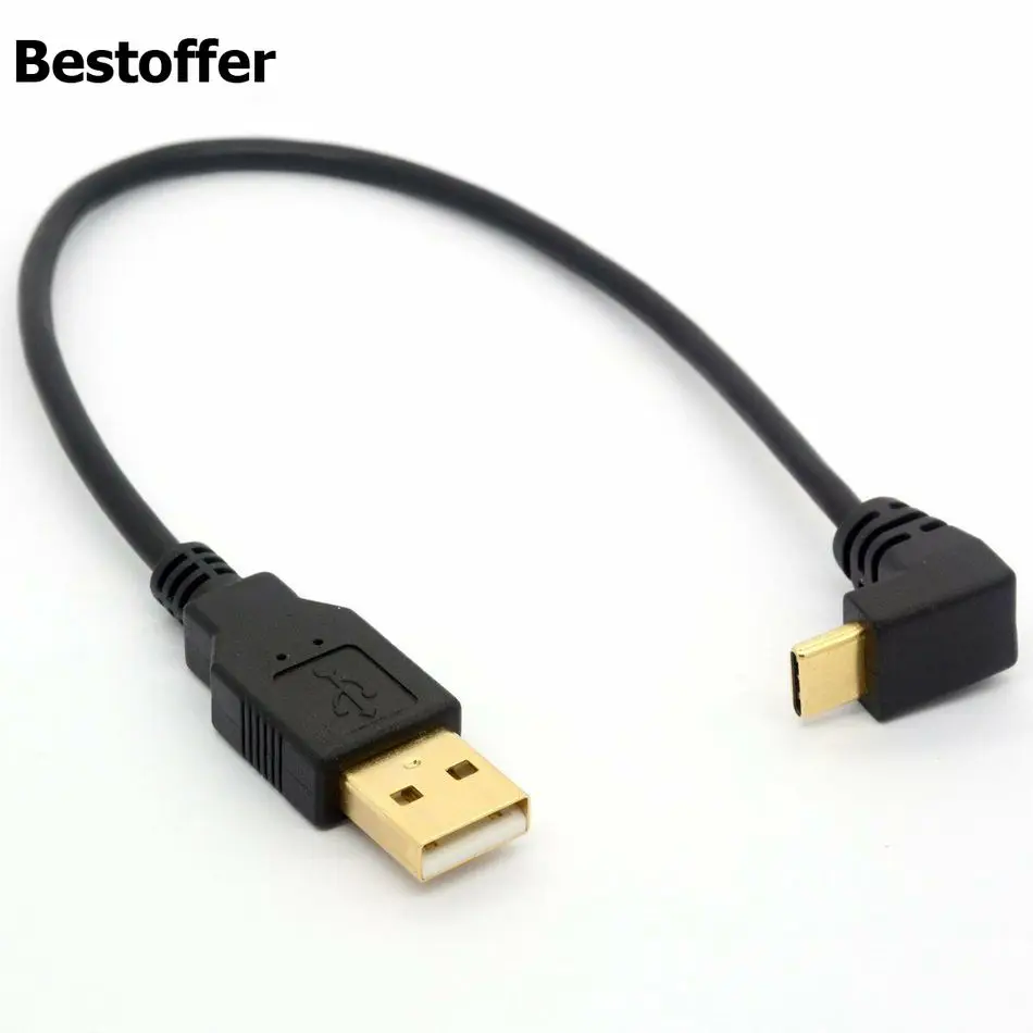 Позолоченный Угловой USB 2.0 (Type-A) штекер 3.1 (Type-C) вверх и Dwon угол 90 градусов