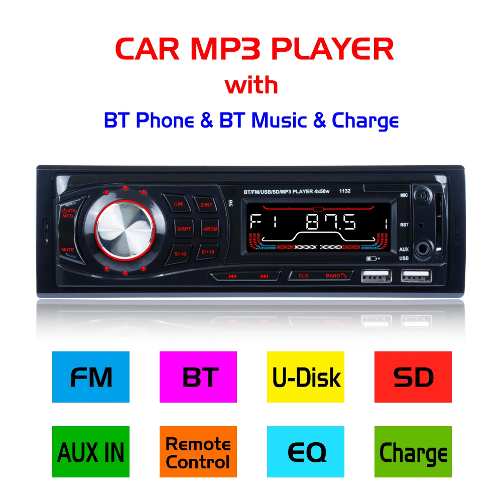 Автомобиль, Радио стерео плеер цифровой bluetooth Hands-Free вызова Автомобильный MP3-плеер FM Радио стерео аудио Музыка USB/SD в тире